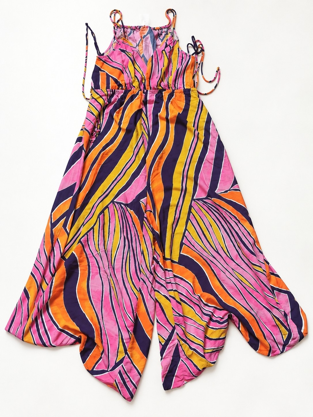 Girls Sleeveless Summer One-Piece in Pink Multi Stripe
